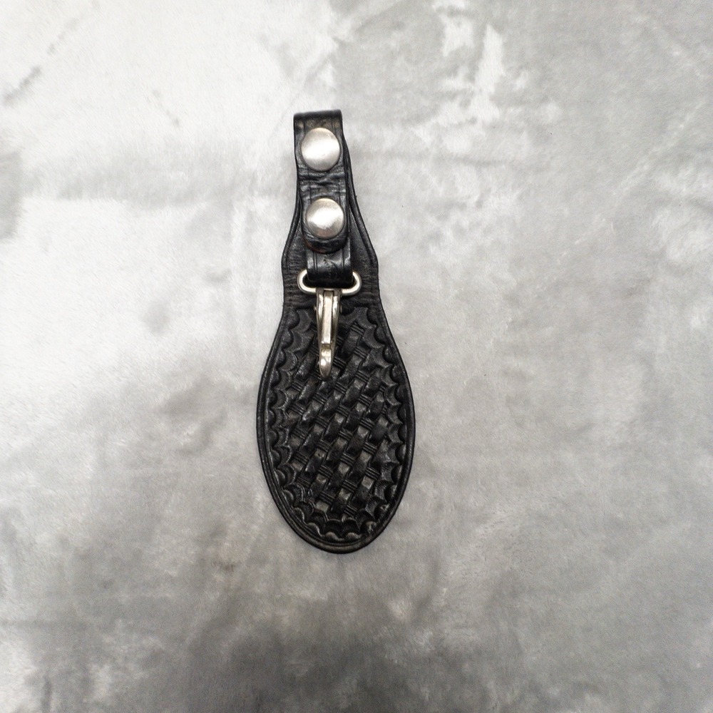 Leather Duty Belt Key Holder Black Leather Basket weave